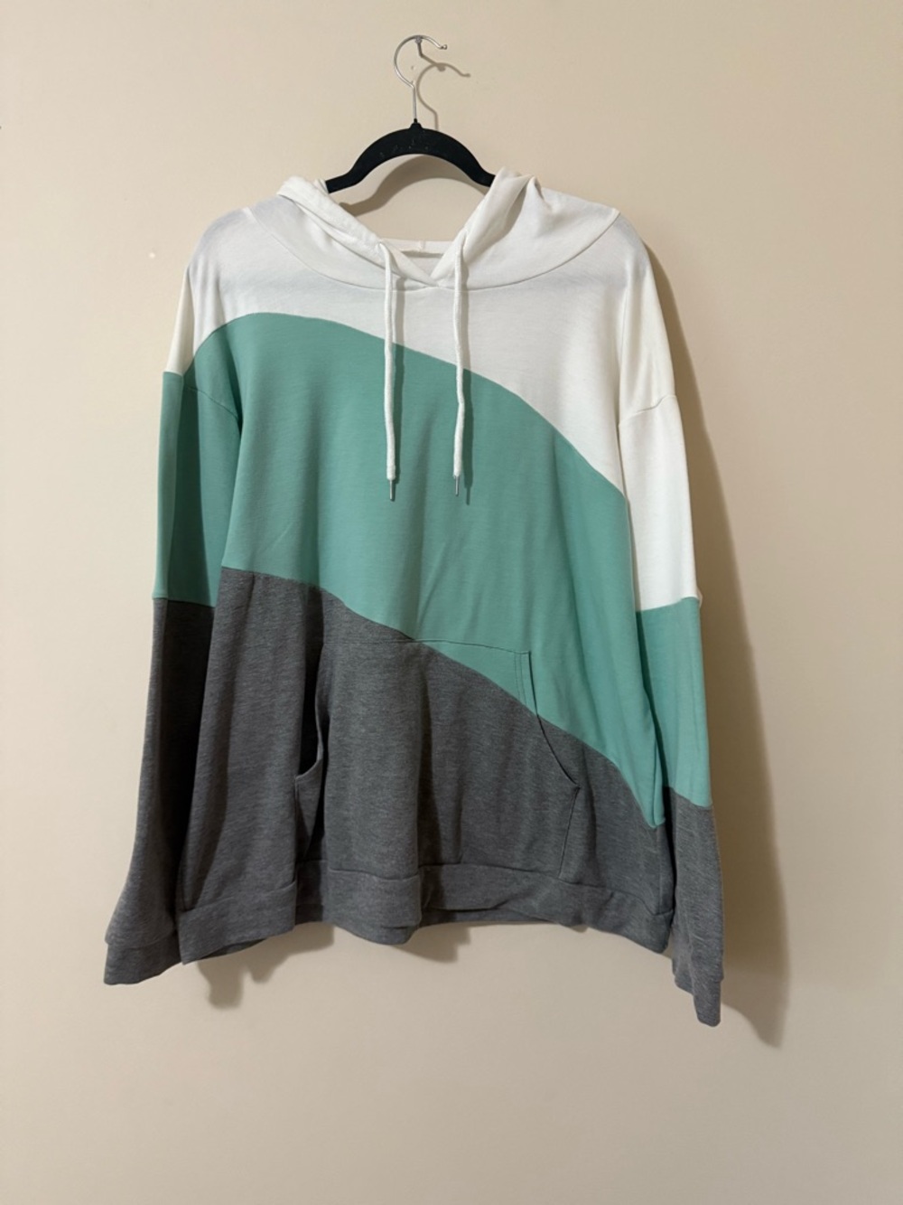 Colorblock Hoodie - White, Mint, Gray. PTP 26.